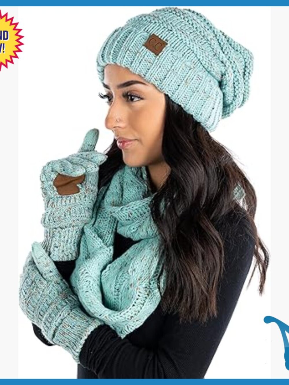 Oversized Slouchy Beanie Infinity Scarf Glove Set Winter Accessories